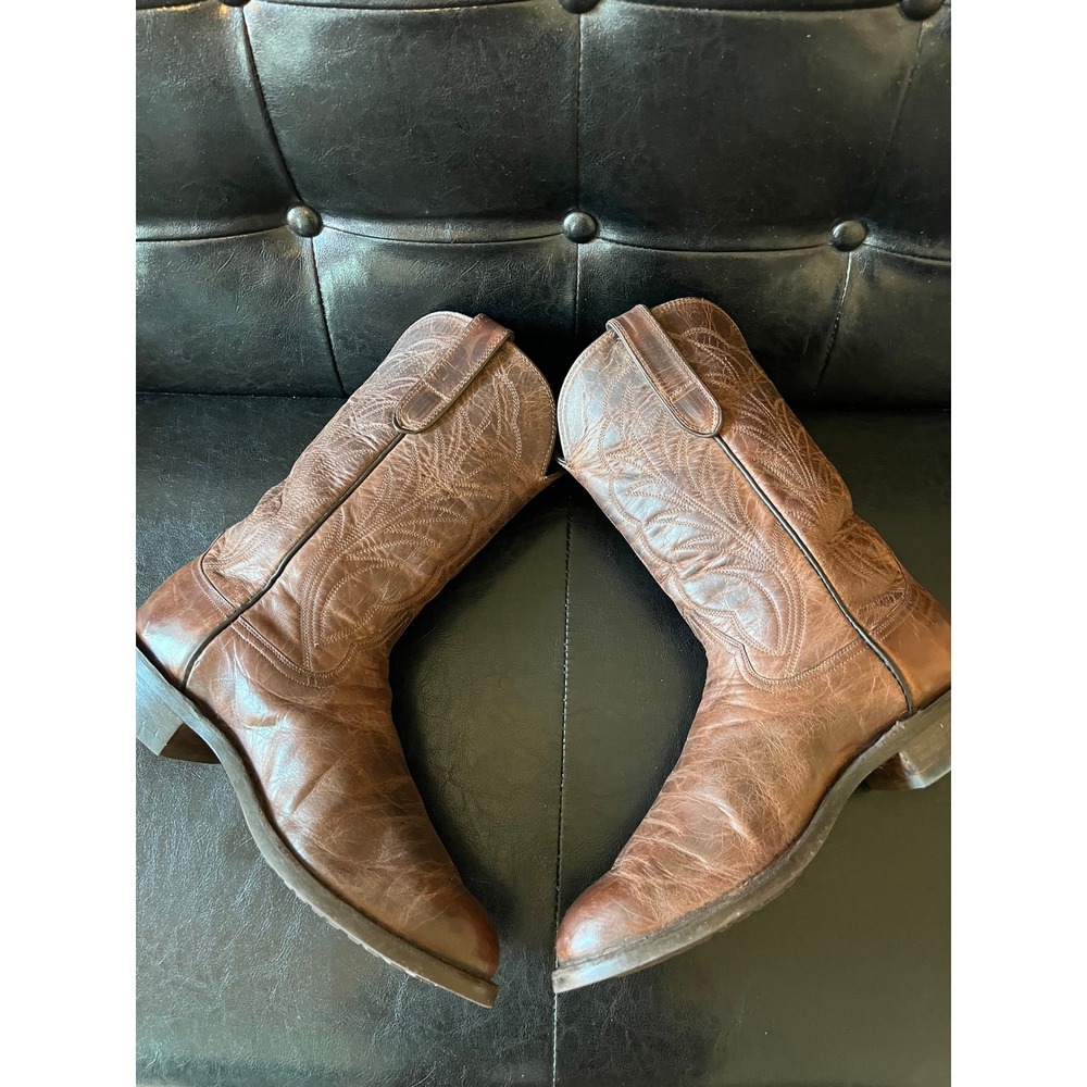 Vintage Brown Leather Western Cowboy Boots Vibram Sole‎ - Picture 5 of 8